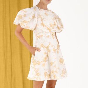 Perfect Zimmermann Linen Wrap Mini Dress in Kiera Tan